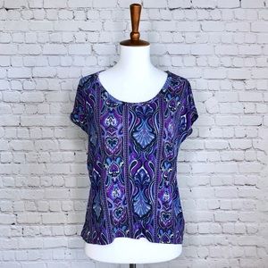 Michael Kors Purple Paisley Print Top